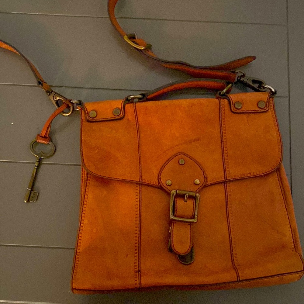 Orange leather crossbody bag